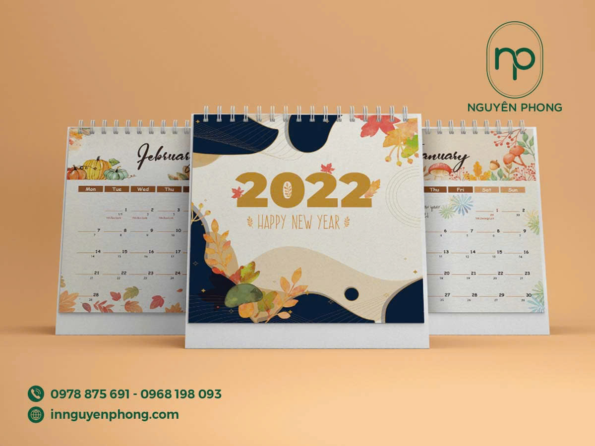 Mẫu in lịch Tết đơn giản